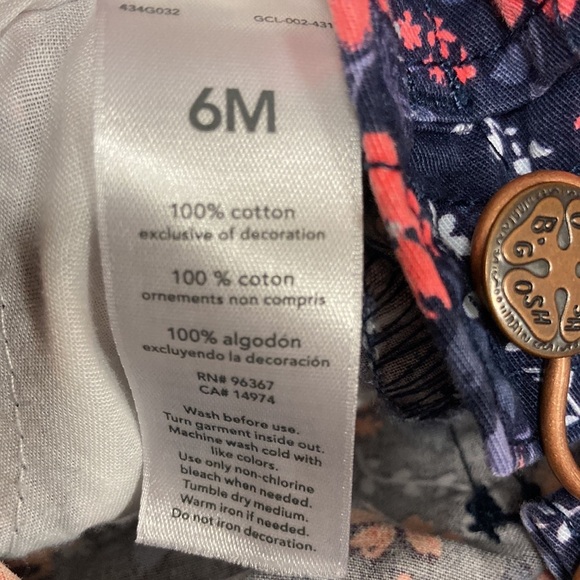 Oshkosh bright pink floral lightweight navy overalls 6m - Picture 7 of 7